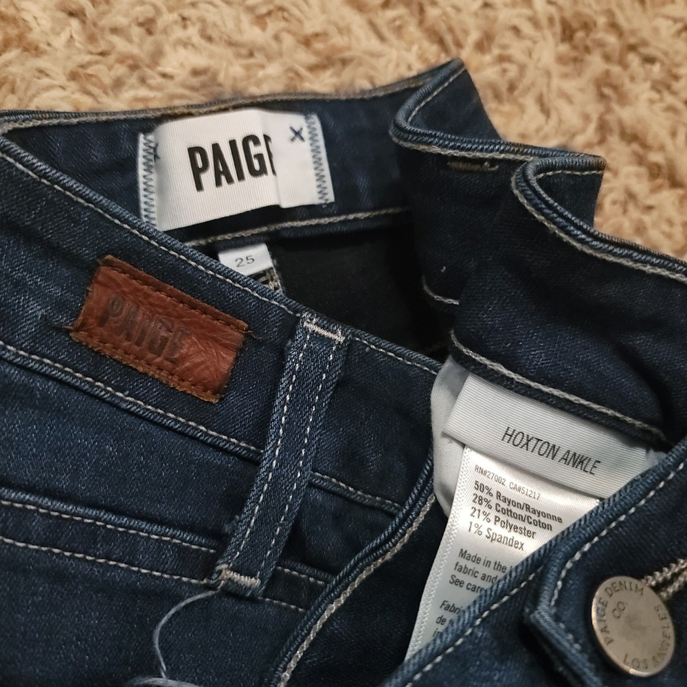 PAIGE Hoxton Ankle Jeans Womens 25 Dark Blue High Rise Skinny Stretch Denim